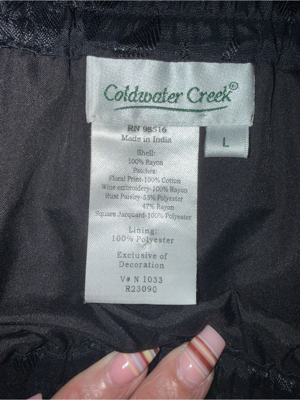 Coldwater Creek Black Velvet Patchwork Maxi Skirt with Accent Panels - Picture 12 of 12